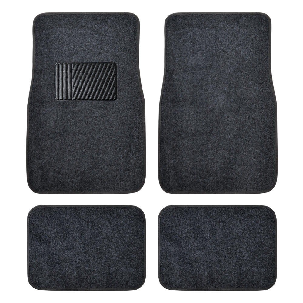 BDK 4-Piece Premium Carpet Non-Slip Heel Pad Front Floor Mats and Rear Floor Mats