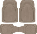 Car Floor Mats - FlexTough Deep Dish Rubber All Weather Protection for Cars SUV Trucks Beige Automotive Accessories