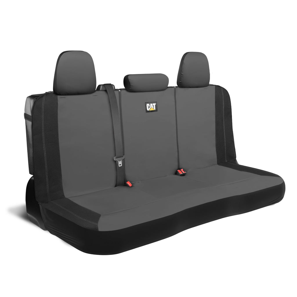 CAT PU Leather Rear Bench Seat Cover – Gray, 60/40 Split Fit for Cars, Trucks, SUVs – Waterproof, Scratch-Resistant, Semi-Universal Fit Rear Seat Protector for Most Auto Interior – Easy Install