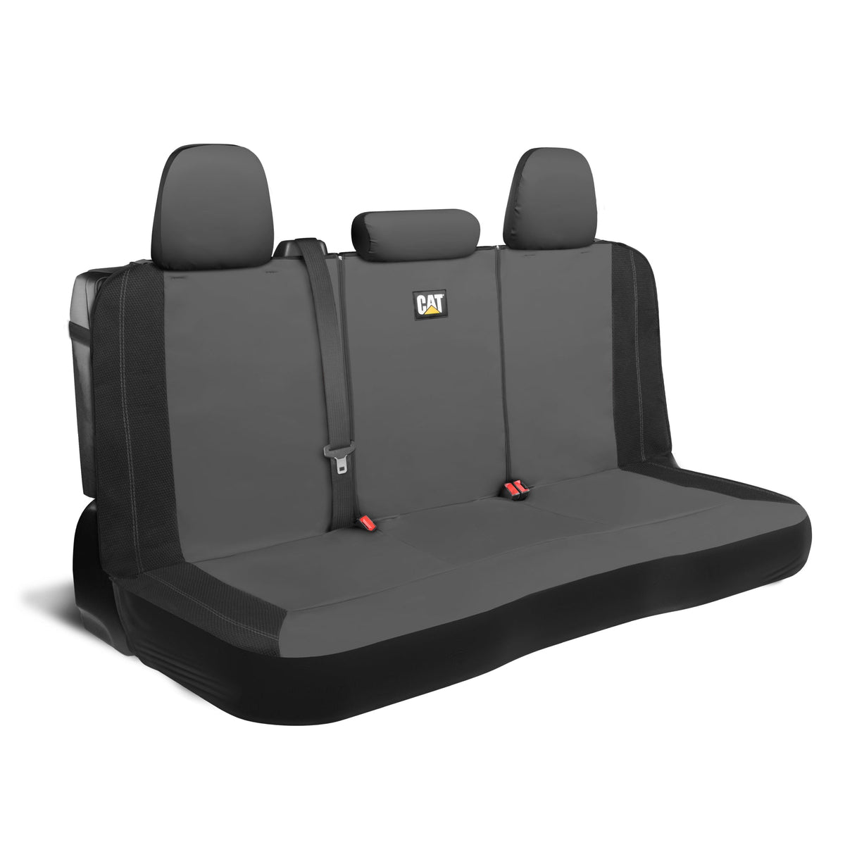 CAT PU Leather Rear Bench Seat Cover – Gray, 60/40 Split Fit for Cars, Trucks, SUVs – Waterproof, Scratch-Resistant, Semi-Universal Fit Rear Seat Protector for Most Auto Interior – Easy Install