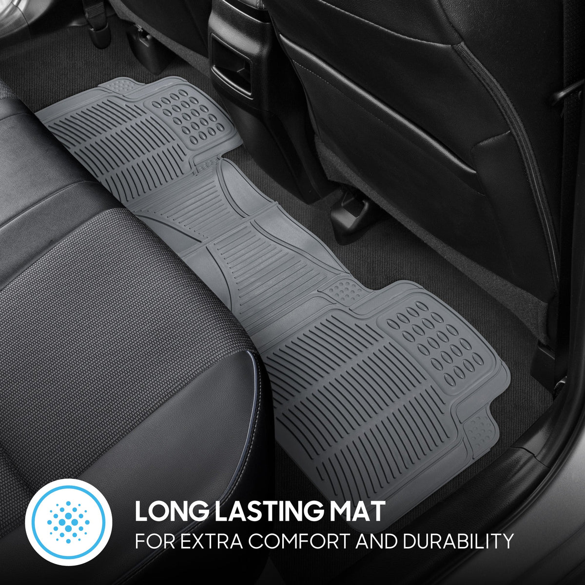 BDK 3-Piece ProLiner Front Floor Mats and Rear Floor Mats - Heavy Duty, All Weather, Trim to Fit