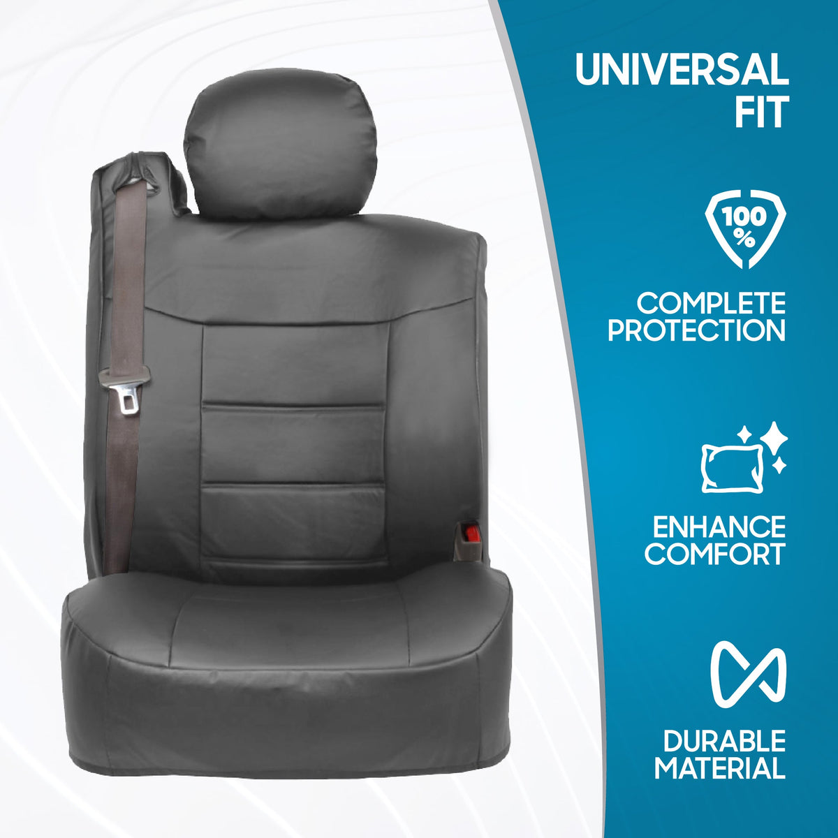 BDK 2-Pack Premium Faux Leather Front Seat Covers with Integrated Seatbelt Covers