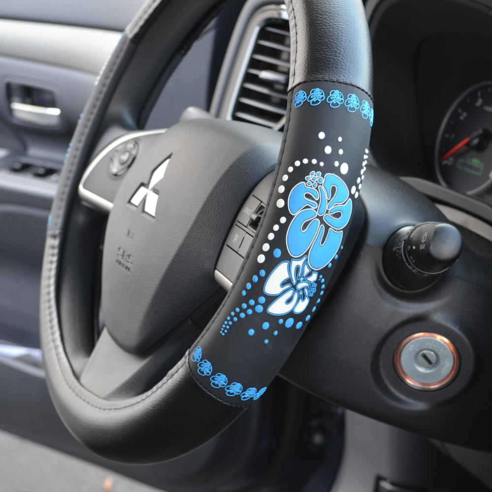 BDK Hawaiian Flowers Steering Wheel Cover (Fits 14.5" - 15.5")