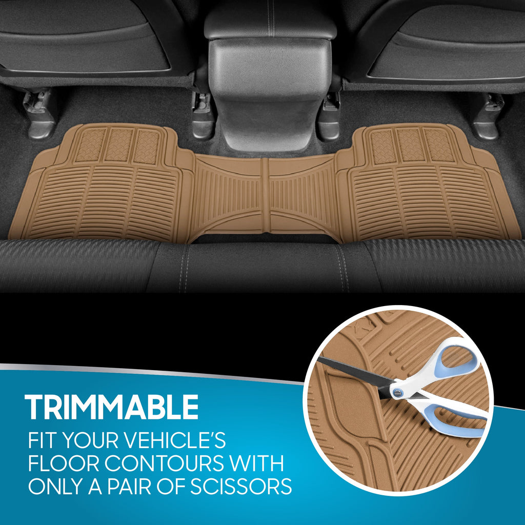BDK 3-Piece Square Heel Pads Front Floor Mats and Rear Floor Mats - Heavy Duty, All Weather, Trim to Fit