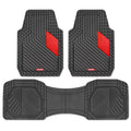 Motor Trend MetallicGuard Car Floor Mats Full Set - Durable Rubber Floor Mats with Red Metallic Heel Pad, All-Weather Interior Protection for Front and Rear with Non-Slip Backing