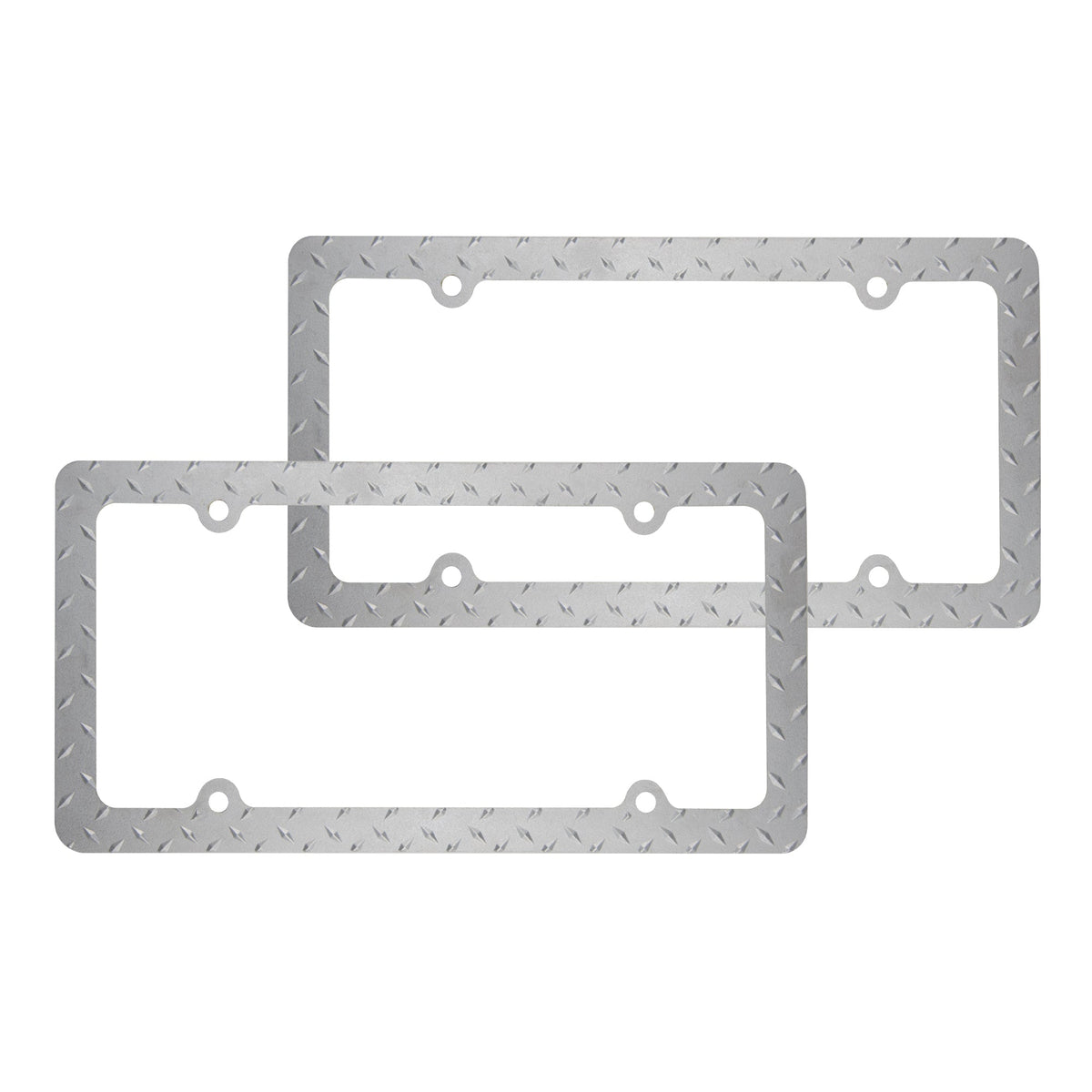 Chrome Plated Rust-Proof Die-Cast Stainless Metal License Plate Frame/Holder Universal Size - Blank Metal Design (Pack of 2)
