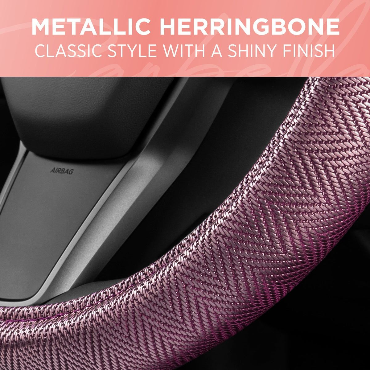 Carbella Purple Herringbone Steering Wheel Cover (Fits 14.5" - 15.5")