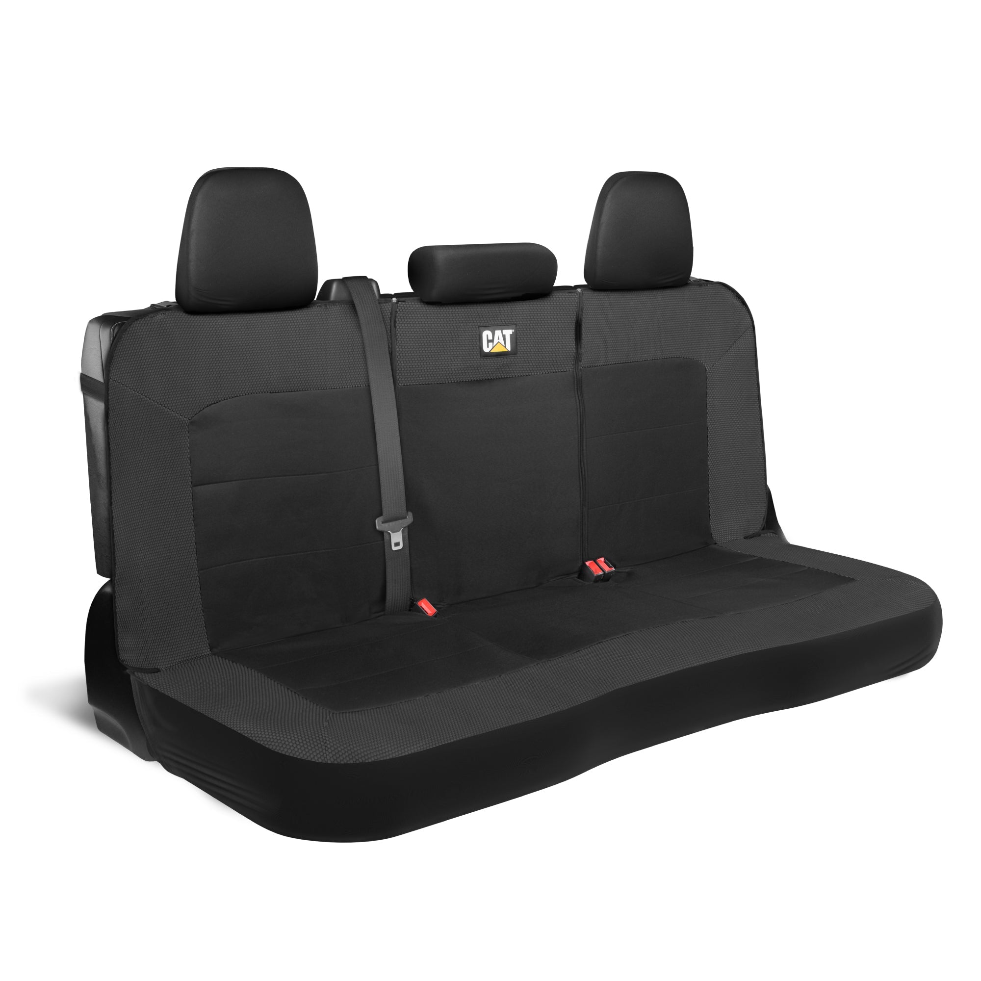 Cat Flexfit Black Rear Seat Cover for Car - Durable Canvas & Mesh Design 60/40 Split Bench Protector for Cars, Trucks & SUVs - Back Seat Cover for Rear Bench - Interior Car Accessory