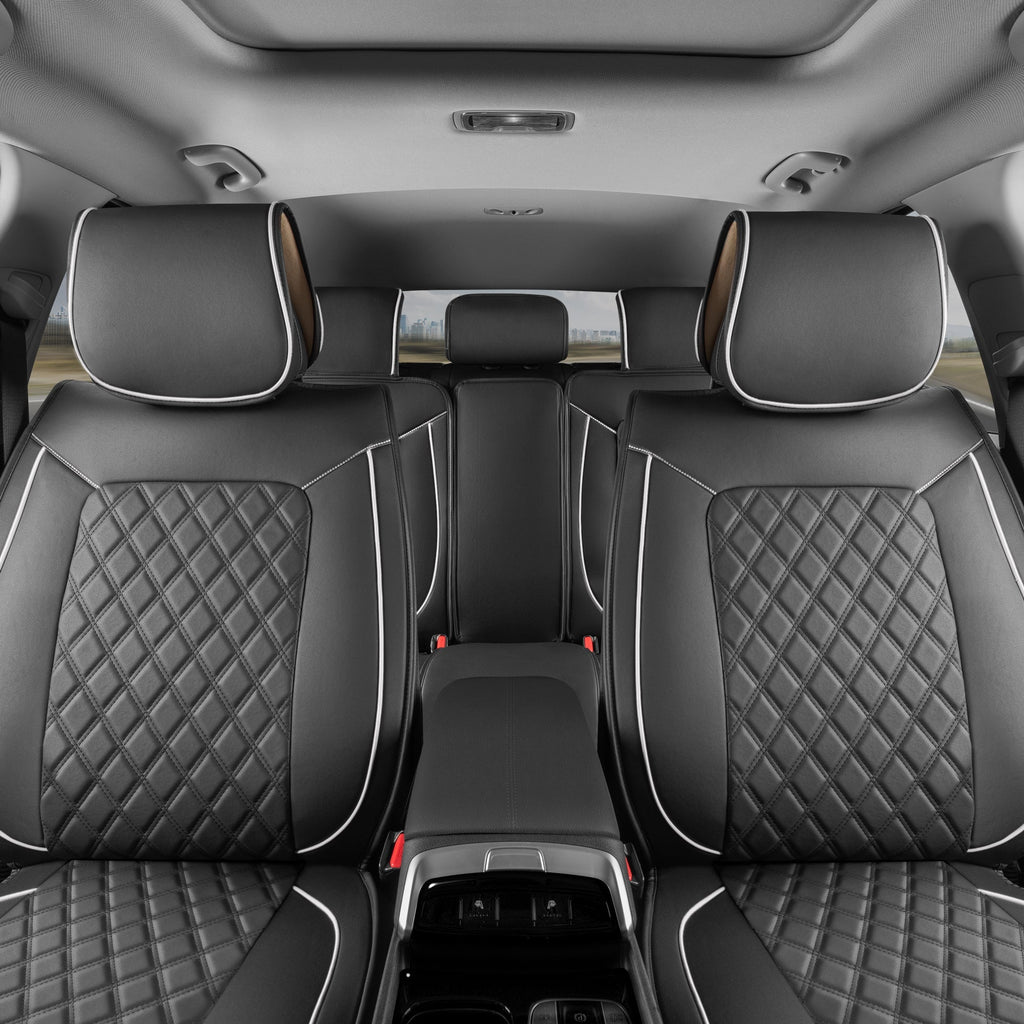 MotorBox 2-Pack Prestige Edition Premium Faux Leather Diamond Stitched Cushion Front Seat Covers