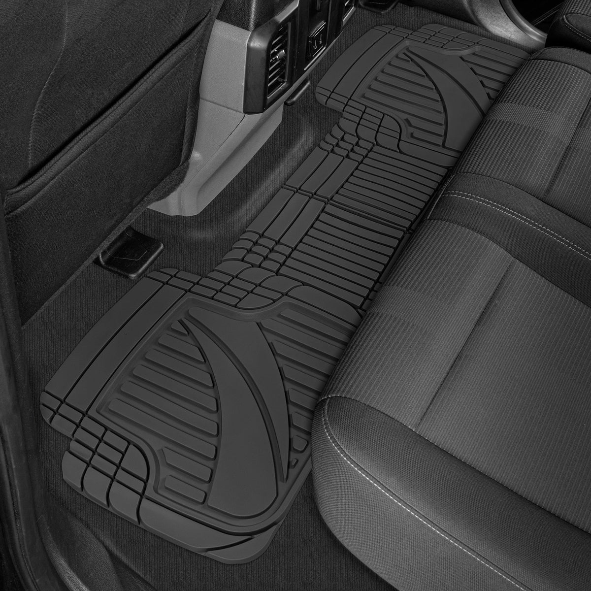 MotorTrend 3-Piece FlexTough Advanced Rubber Multi-Channel Front Floor Mats and Rear Floor Mat
