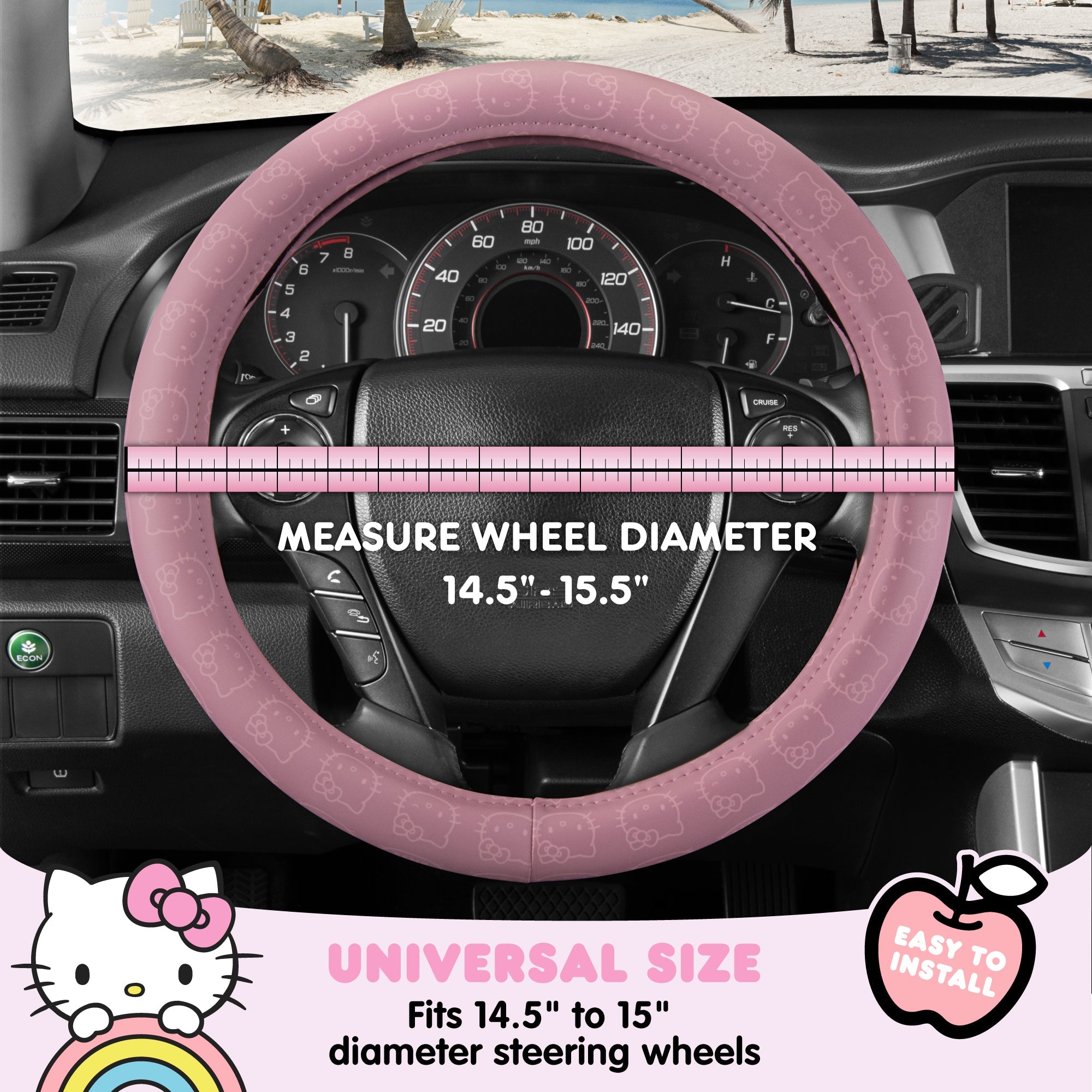 Carbella Sanrio Hello Kitty Pink Steering Wheel Cover (Fits 14.5" - 15")