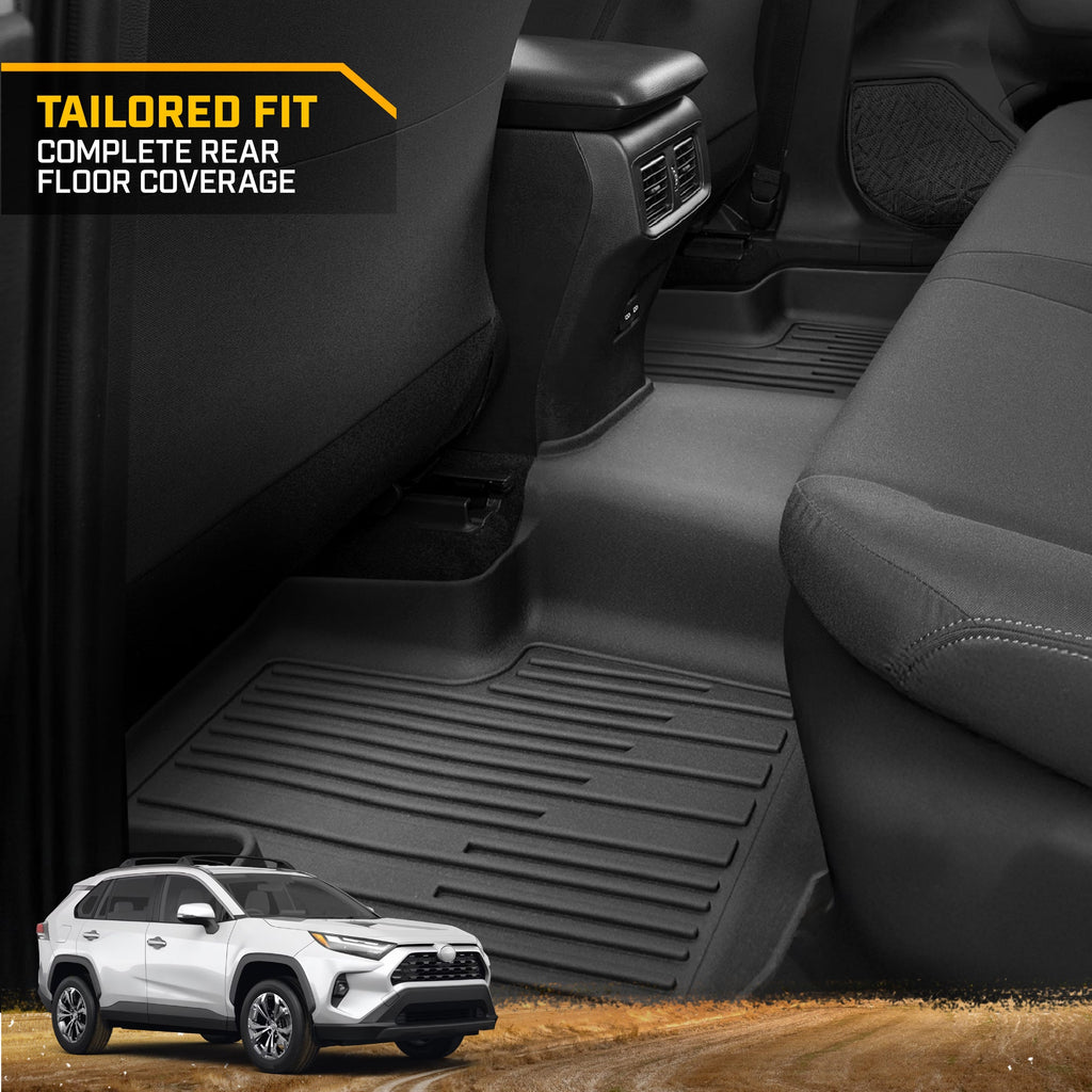 CAT® JustFit™ 3D Custom Fit Floor Mats for Toyota RAV4 2019 2020 2021 2022 2023 2024 - Heavy Duty Floor Liner Protection Laser Measured, Toyota RAV4 Accessories, Car Liner