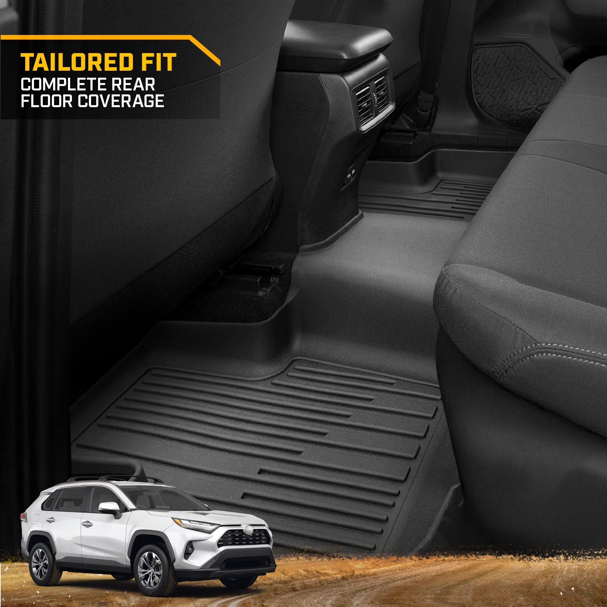 CAT® JustFit™ 3D Custom Fit Floor Mats for Toyota RAV4 2019 2020 2021 2022 2023 2024 - Heavy Duty Floor Liner Protection Laser Measured, Toyota RAV4 Accessories, Car Liner
