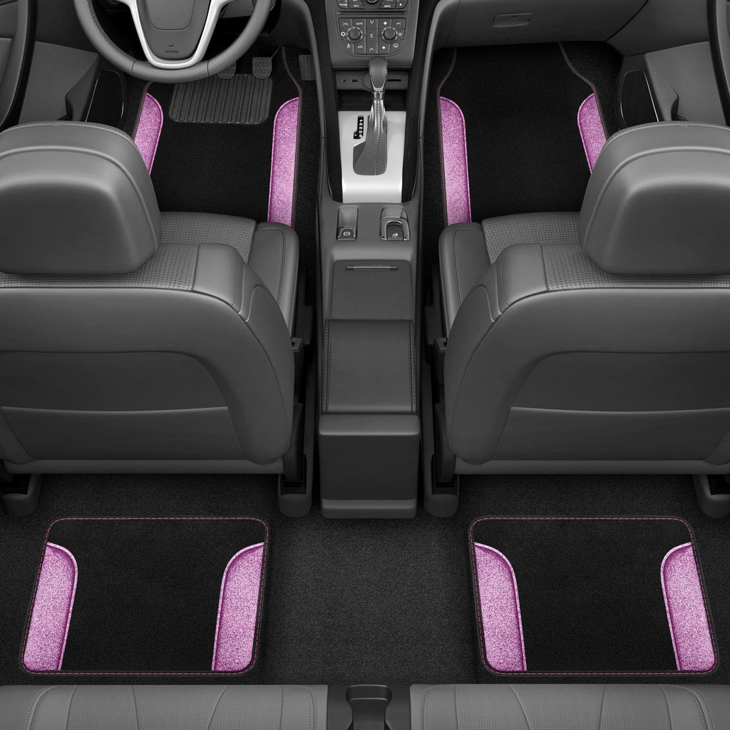 Carbella 4-Piece Sparkle Glitter Front Floor Mats and Rear Floor Mats