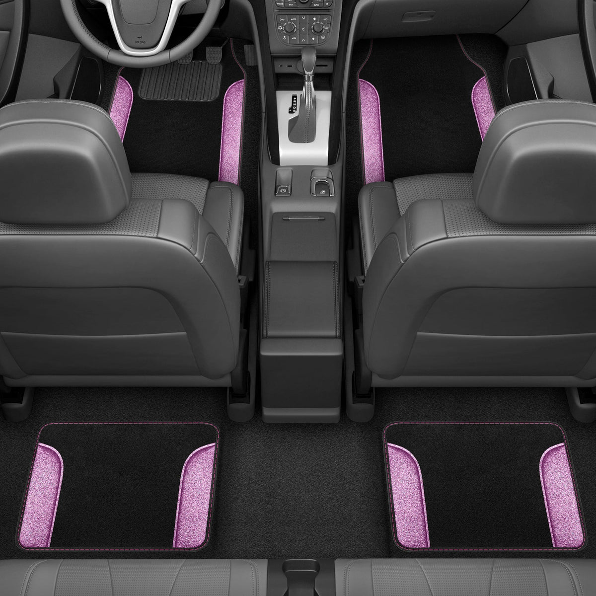 Carbella 4-Piece Sparkle Glitter Front Floor Mats and Rear Floor Mats