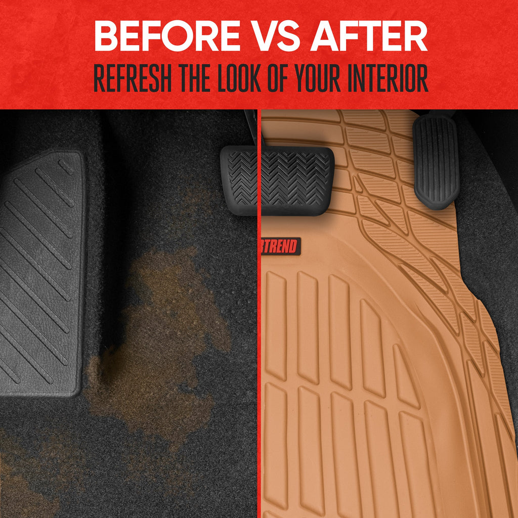 MotorTrend 4-Piece FlexTough Tortoise Front Floor Mats and Rear Floor Mats