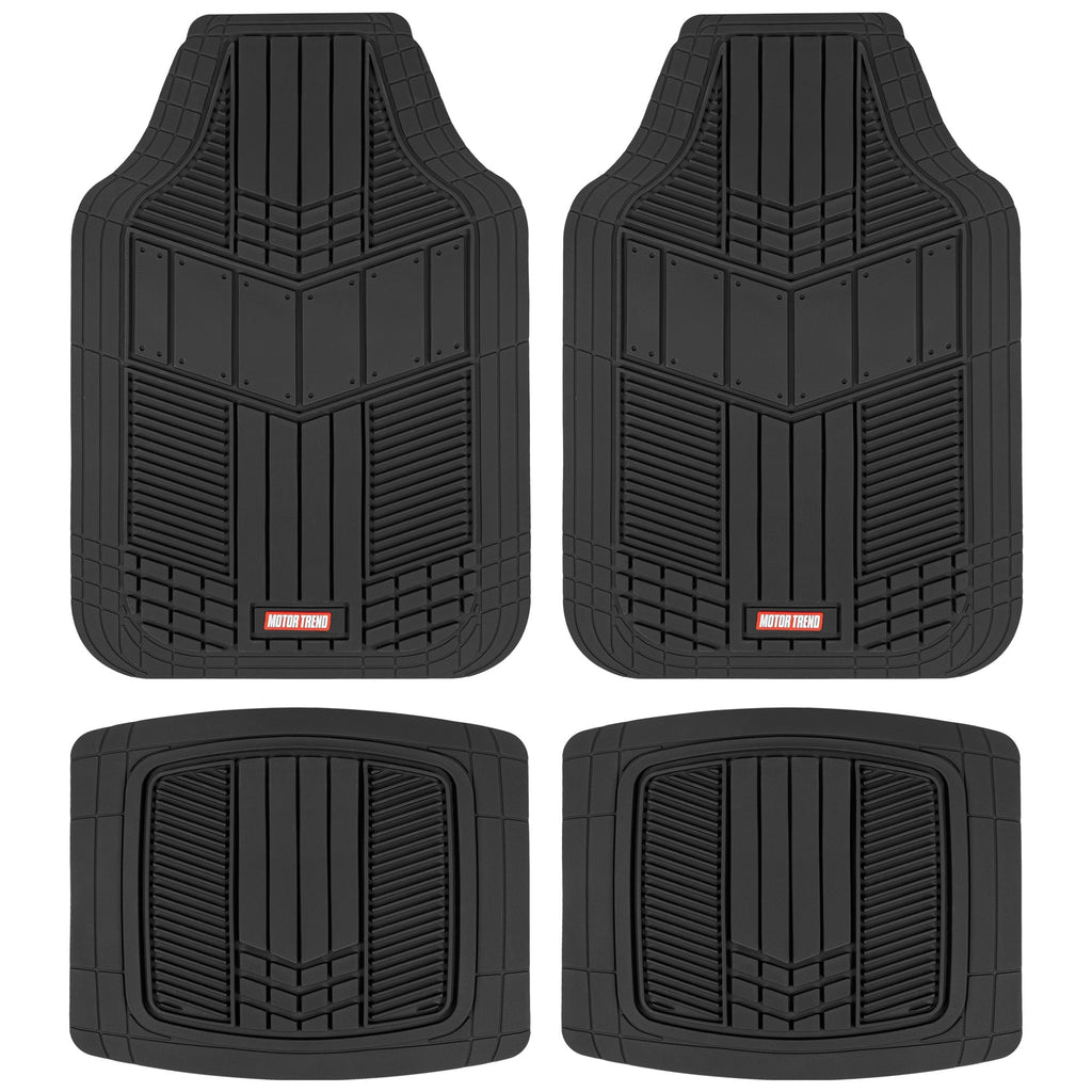 MotorTrend 4-Piece DualFlex Deep Drainage Channels Front Floor Mats and Rear Front Floor Mats - Heavy Duty, All Weather, Trim to Fit