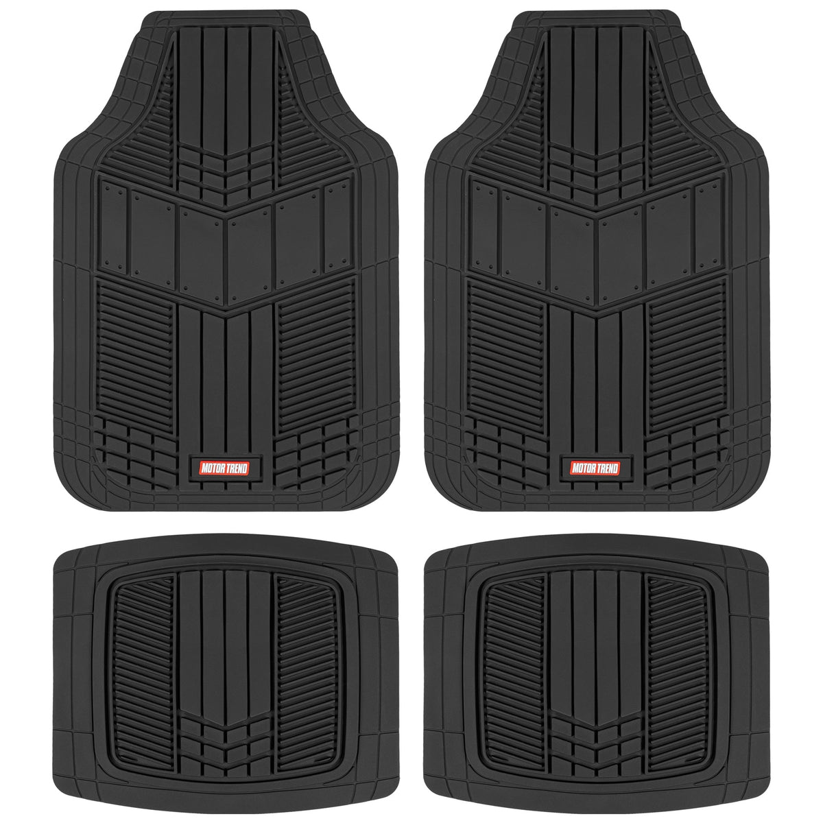 MotorTrend 4-Piece DualFlex Deep Drainage Channels Front Floor Mats and Rear Front Floor Mats - Heavy Duty, All Weather, Trim to Fit