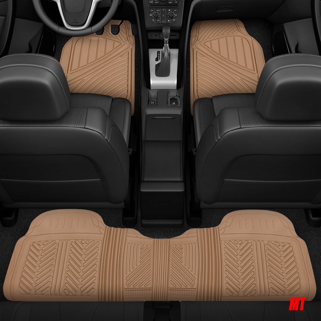 MotorTrend 4-Piece FlexTough Performance Deep Channel Front Floor Mats, Rear Floor Mat, and Trunk/Cargo Mat - Heavy Duty, All Weather, Trim to Fit
