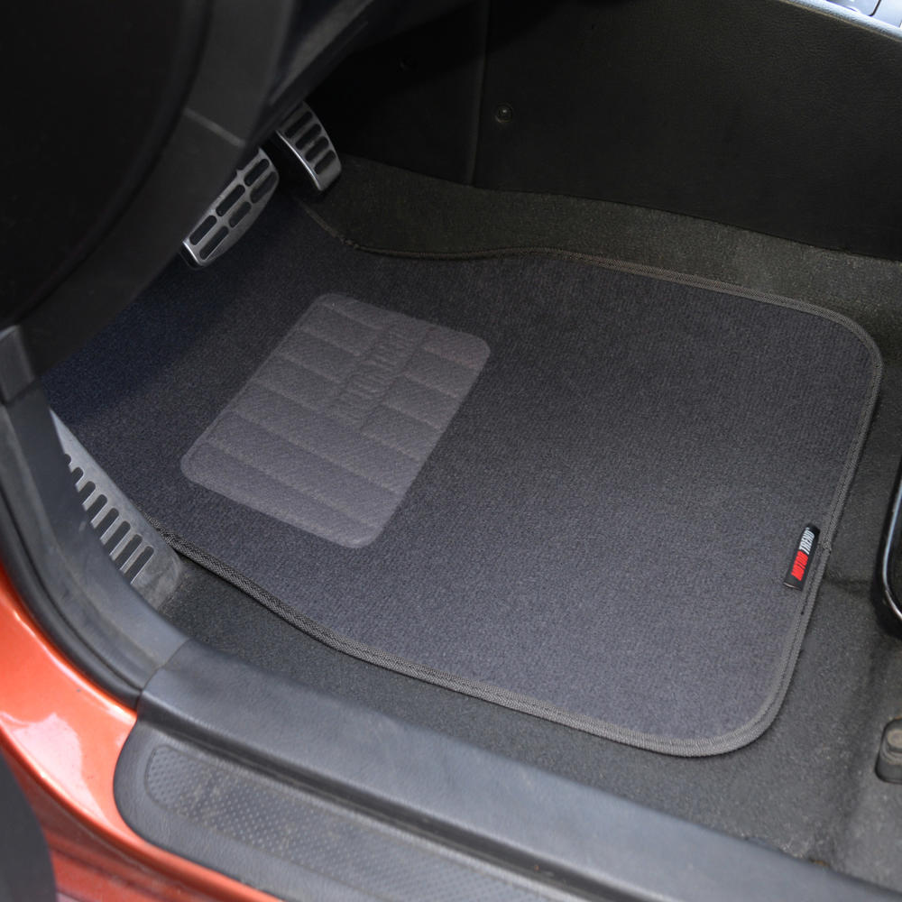 MotorTrend 4-Piece FatRug Premium Carpet Front Floor Mats and Rear Floor Mats with Heel Padding