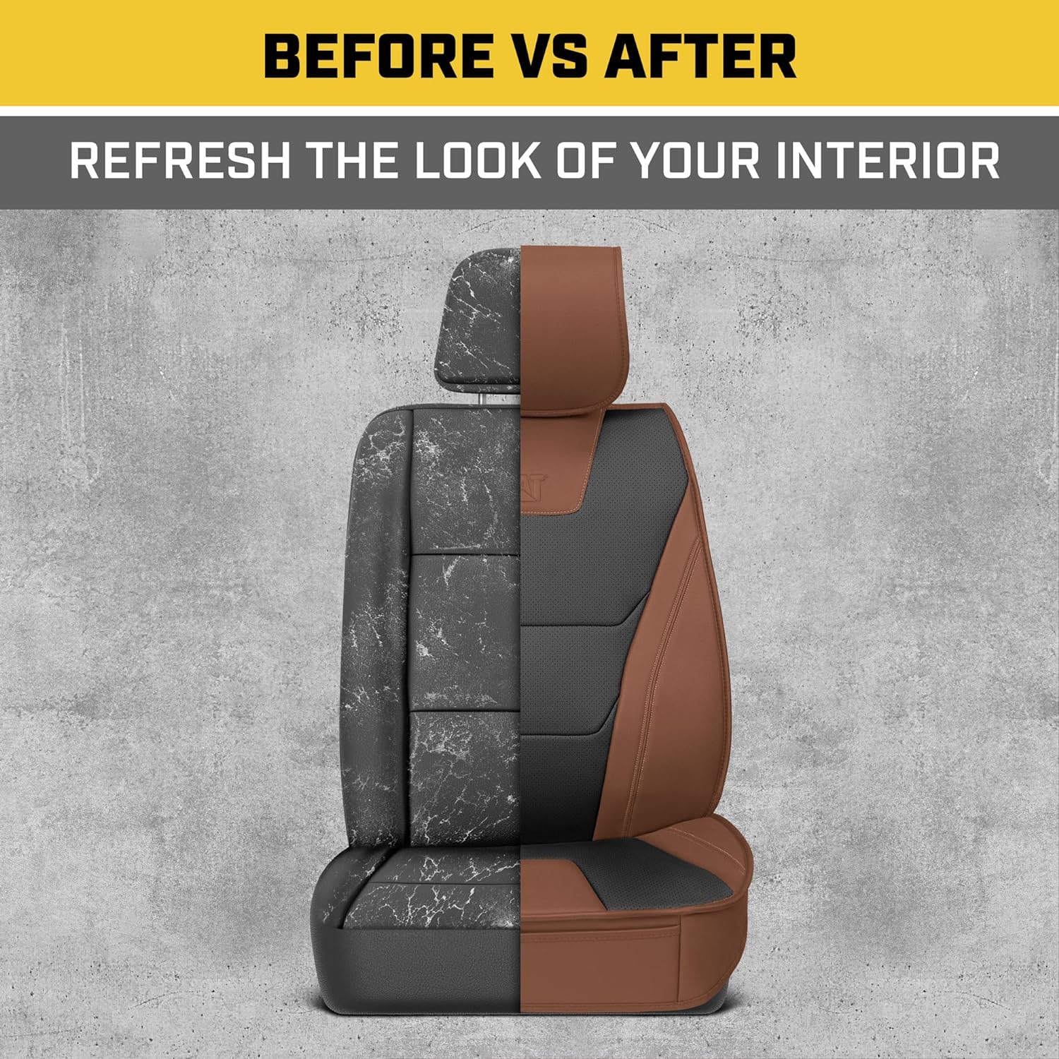 CAT® Edge Deluxe Car Seat Covers for Front Seats - Premium Two-Tone Faux Leather Seat Covers for Cars with Universal Fit, Rugged Automotive Seat Covers for Trucks, Interior Seat Covers for SUV