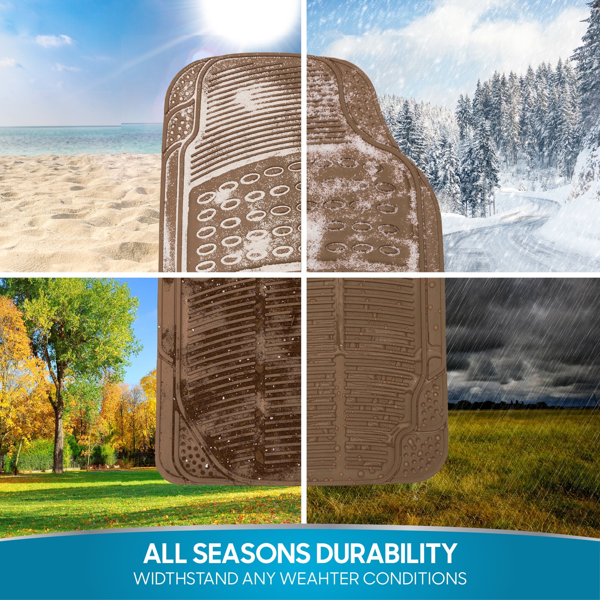 BDK 3-Piece ProLiner Front Floor Mats and Rear Floor Mats - Heavy Duty, All Weather, Trim to Fit