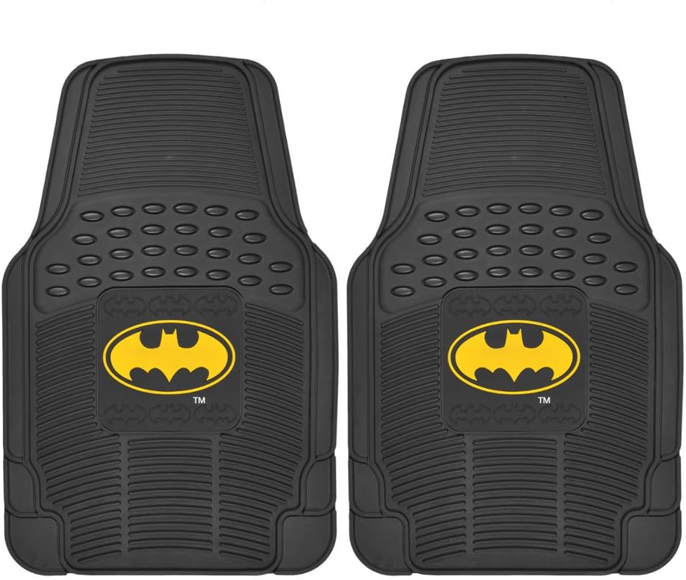BDK Armored Super Hero Car Floor Mats - Officially Licensed DC Comics - All Weather Heavy Duty Auto Interior Liners for Car Truck Van SUV (Multiple Styles)