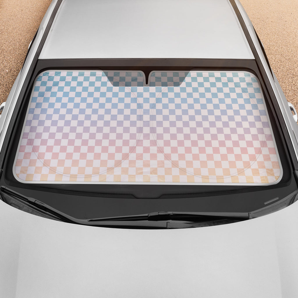 Carbella Checker Rainbow Gradient Sunshade (64" x 32")