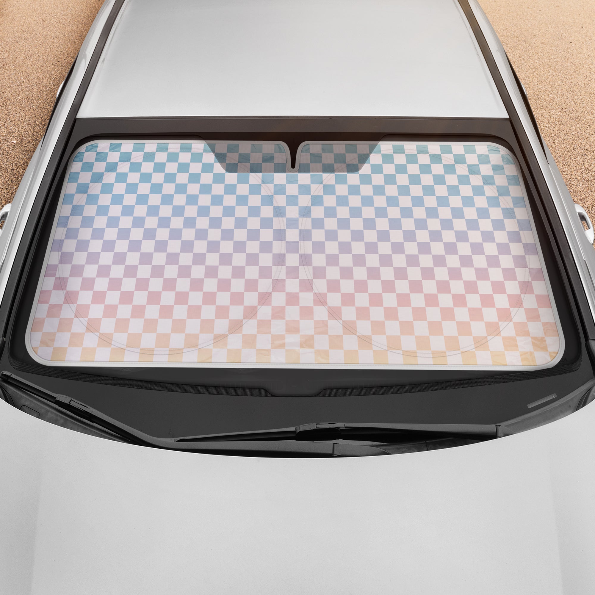 Carbella Checker Rainbow Gradient Sunshade (64" x 32")