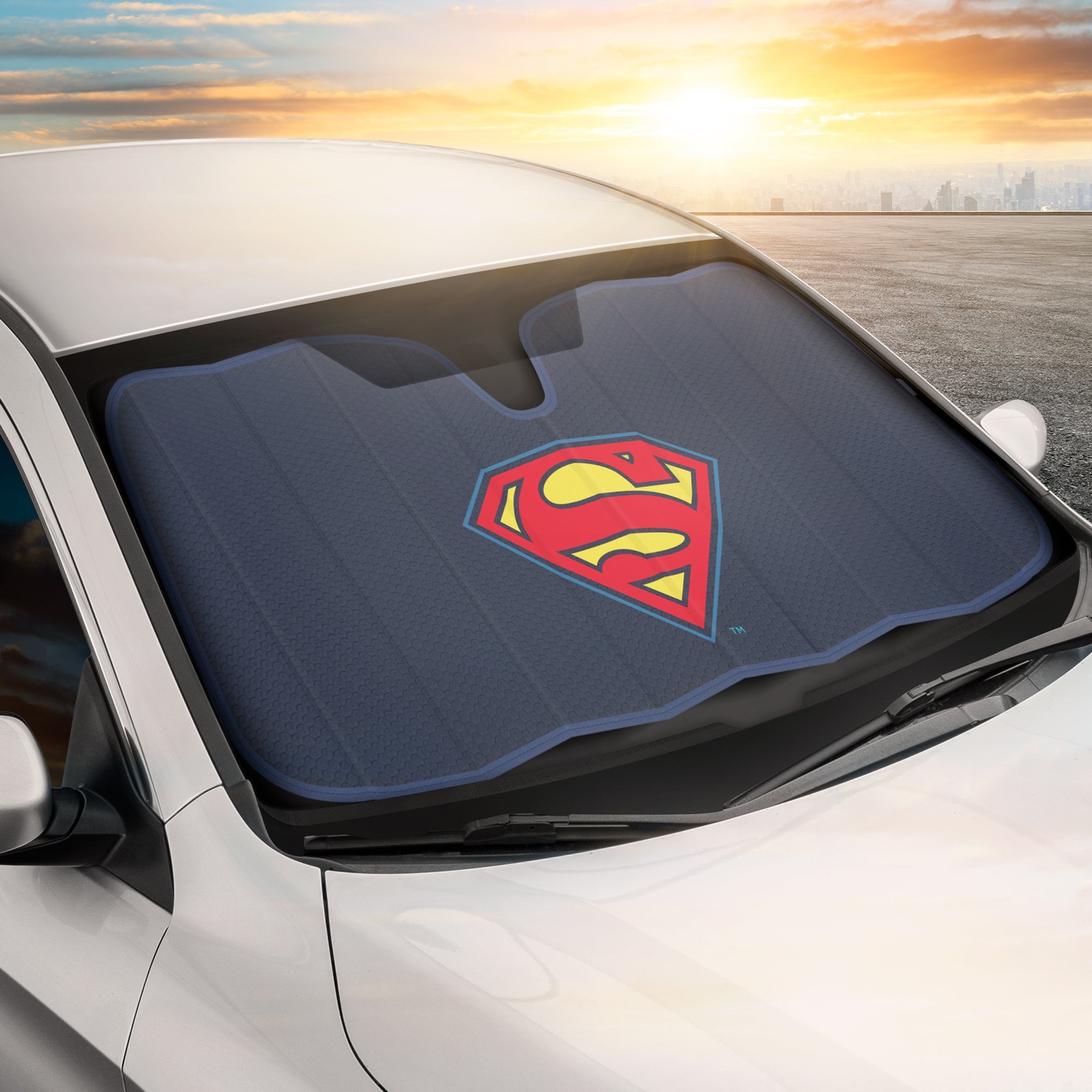 Warner Bros DC Comics Superman Logo Front Windshield Sunshade (58" x 27")