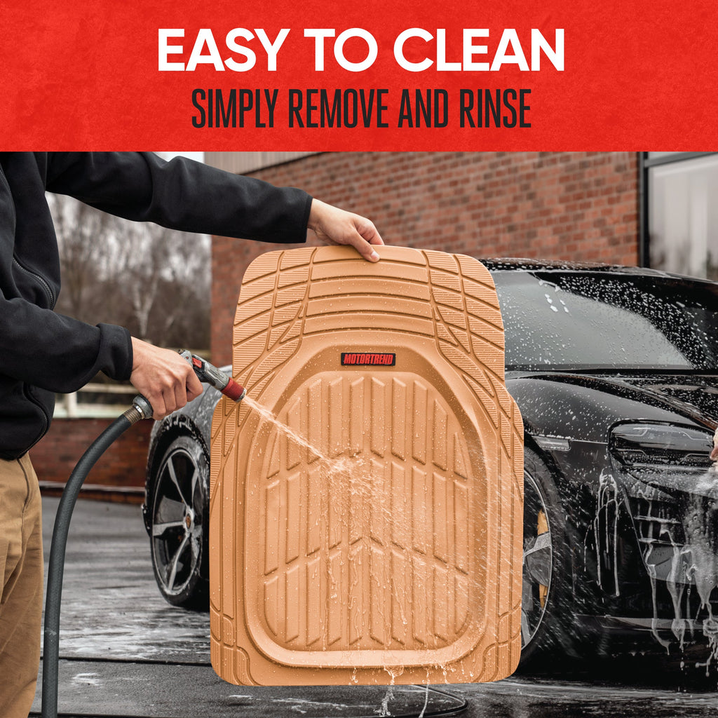 MotorTrend 4-Piece FlexTough Tortoise Front Floor Mats and Rear Floor Mats