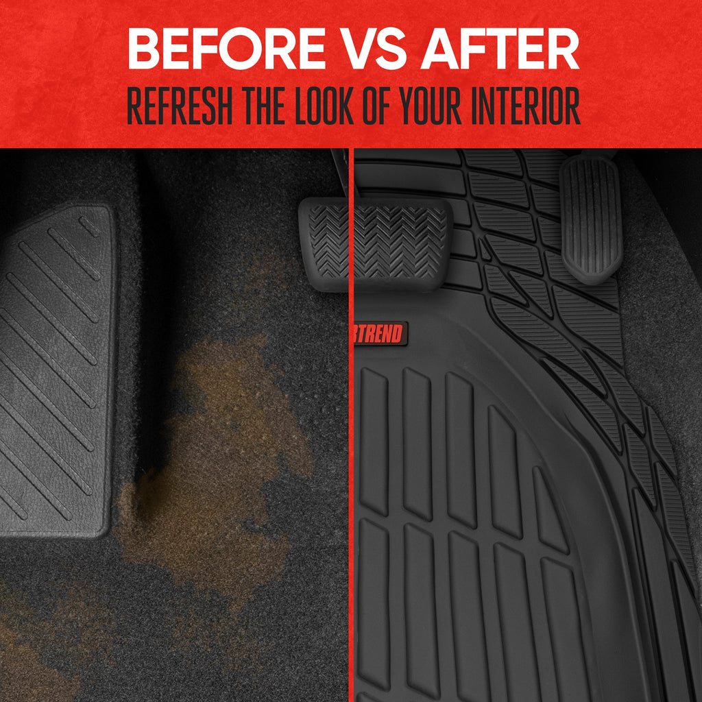 MotorTrend 4-Piece FlexTough Tortoise Front Floor Mats and Rear Floor Mats