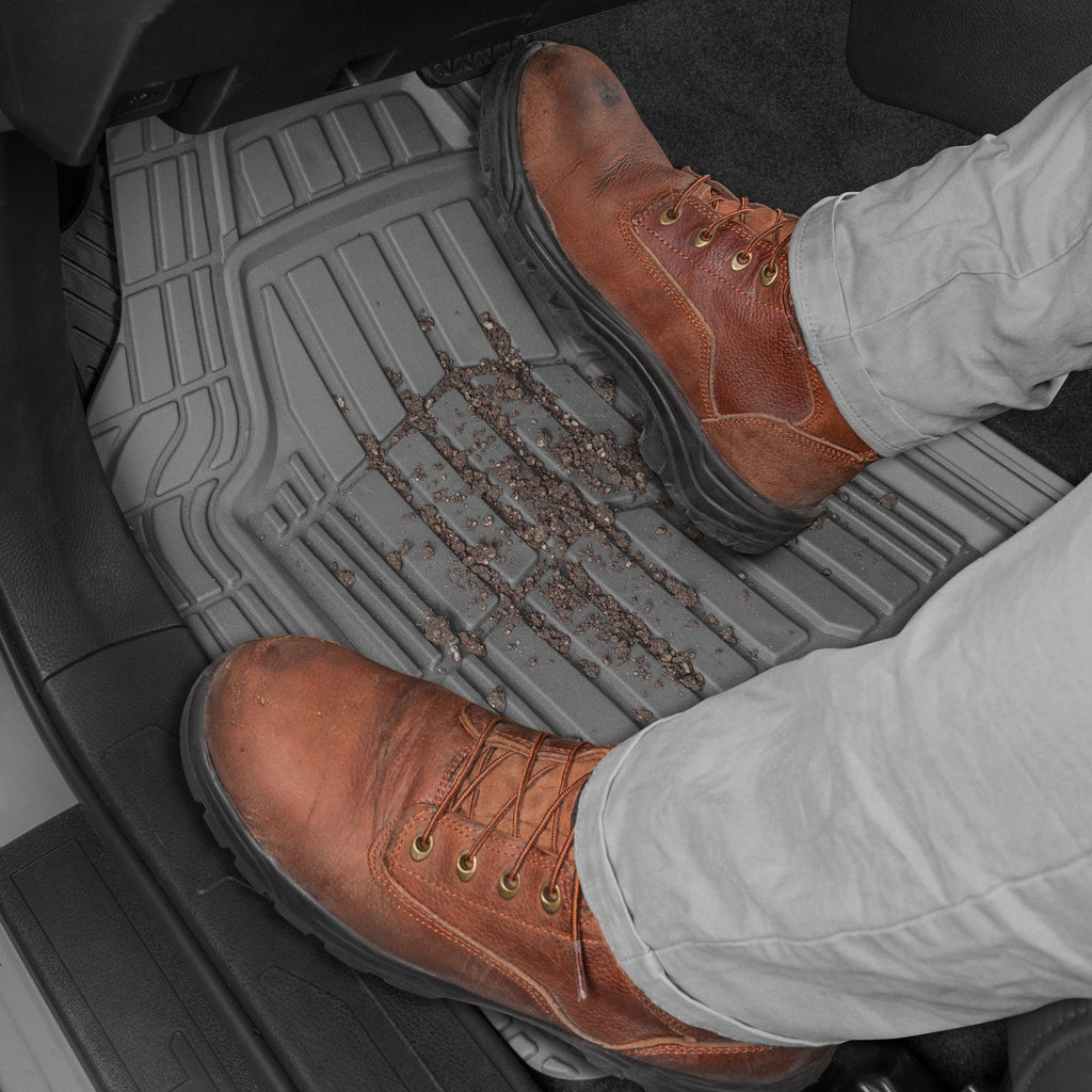 CAT 3-Piece ToughRide Rubber Front Floor Mats and Rear Floor Mats - Heavy Duty, All Weather, Trim to Fit
