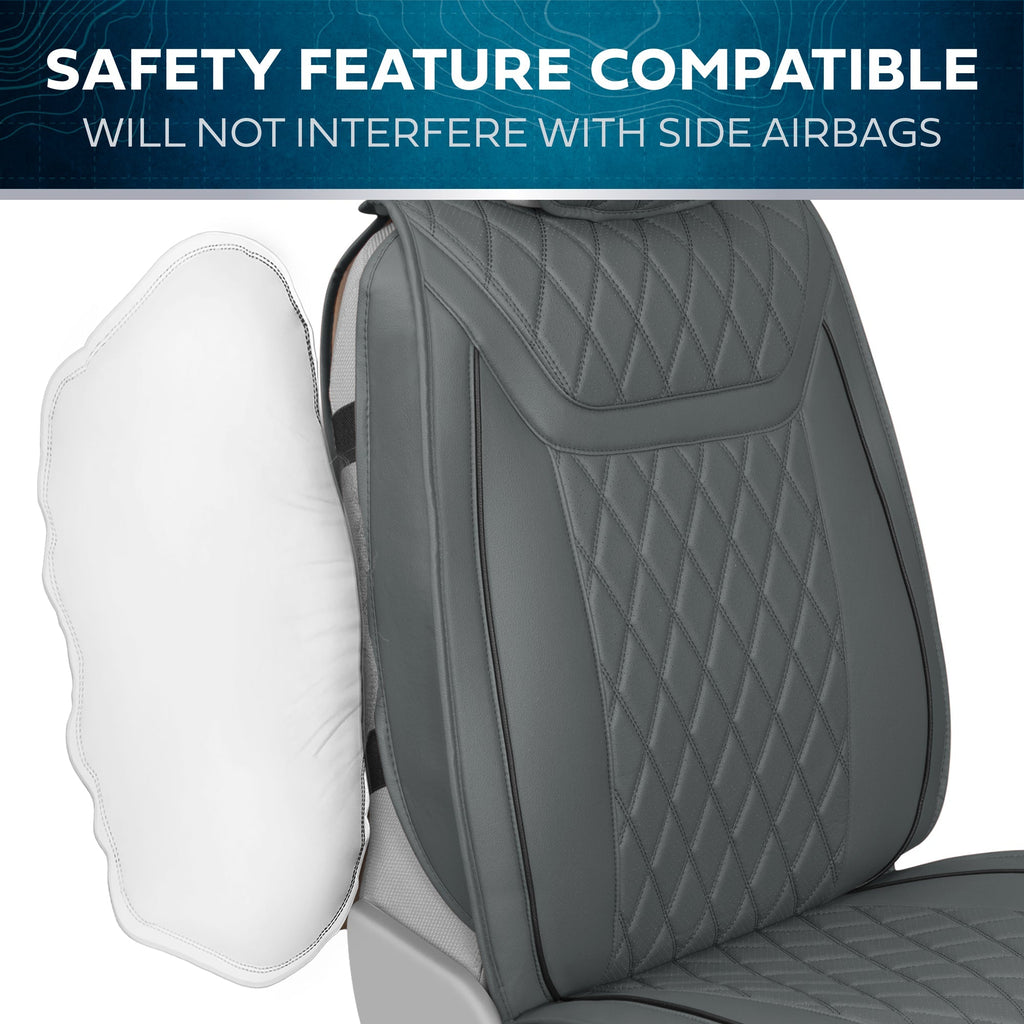 MotorBox 11-Piece Ranch Edition Premium Faux Leather Diamond Stitched Cushion Front Seat Covers and Rear Seat Covers