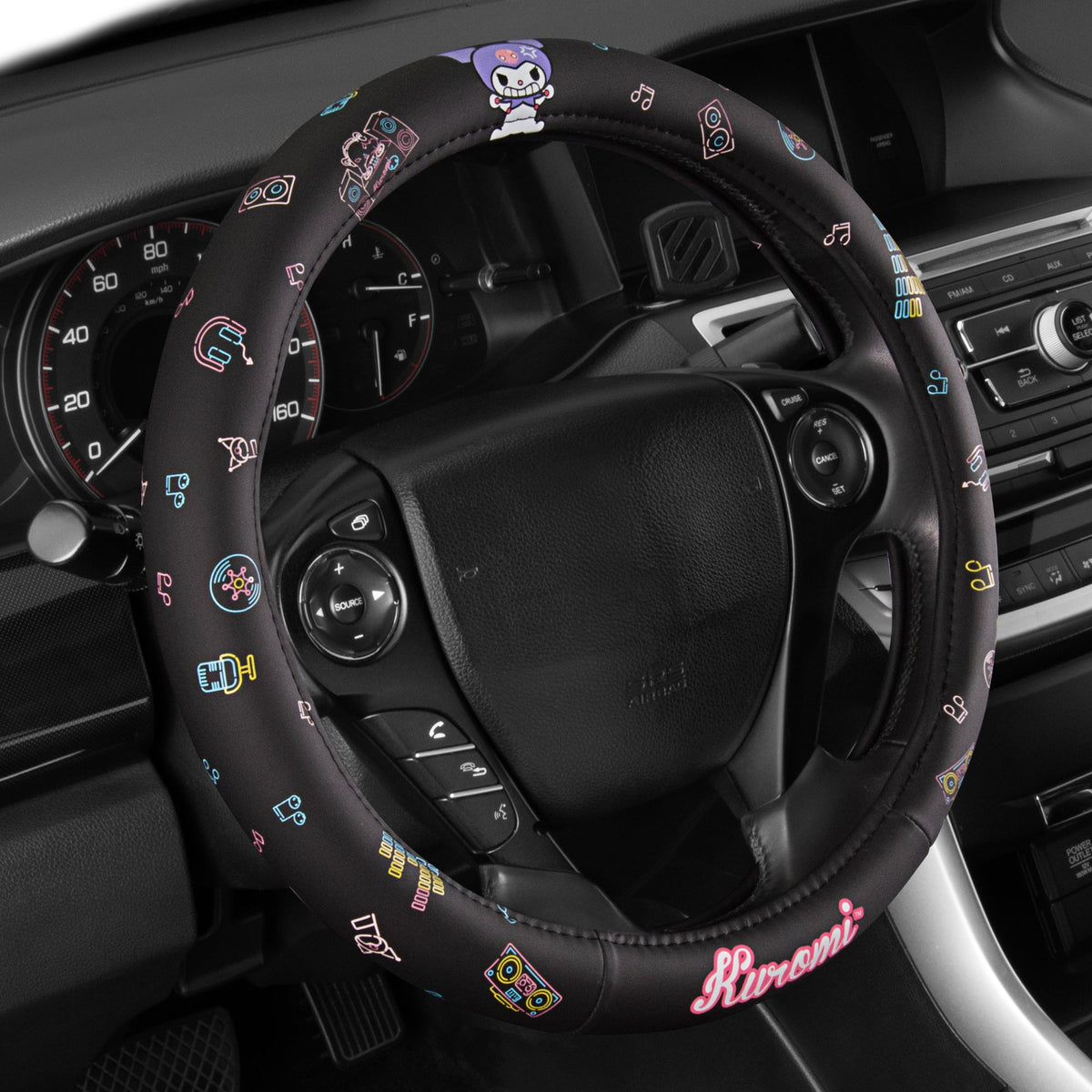 Carbella Sanrio Kuromi Neon Party Steering Wheel Cover (Fits 14.5" - 15.5")