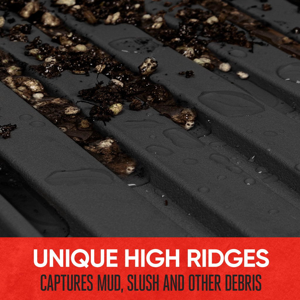 MotorTrend 3-Piece FlexTough Advanced Rubber Multi-Channel Front Floor Mats and Rear Floor Mat