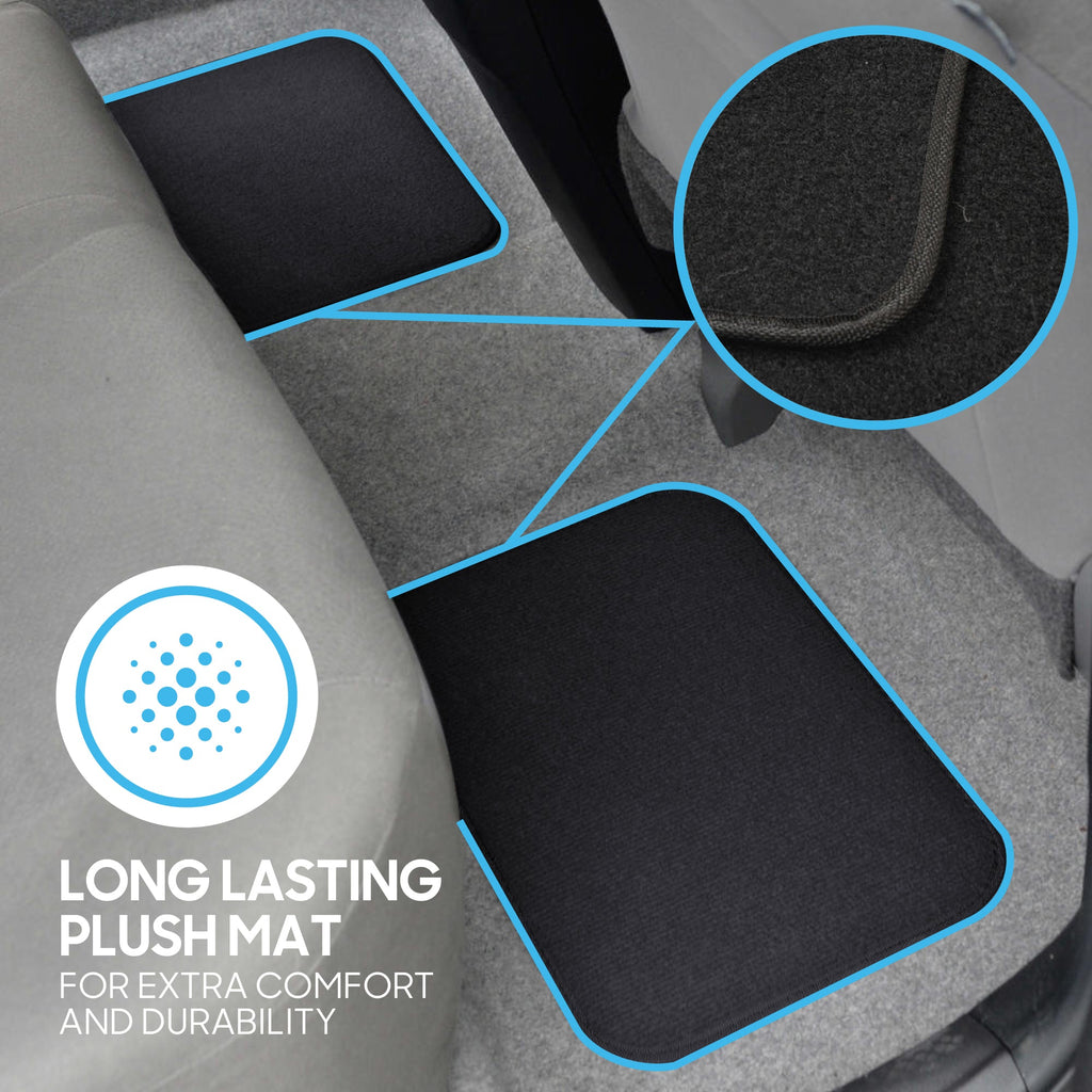 BDK 4-Piece Premium Carpet Non-Slip Heel Pad Front Floor Mats and Rear Floor Mats