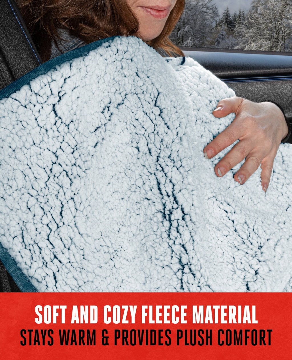 MotorTrend 12v Heated Plush Fleece Blanket for Cars, SUVs, Trucks, Vans, with 9v plug (58" x 42")