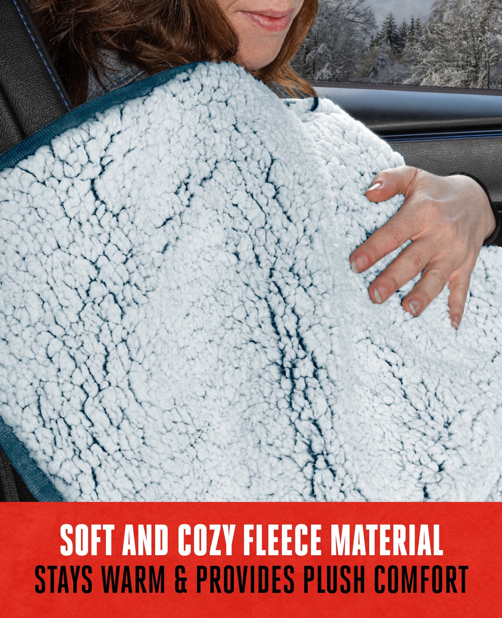 MotorTrend 12v Heated Plush Fleece Blanket for Cars, SUVs, Trucks, Vans, with 9v plug (58" x 42")