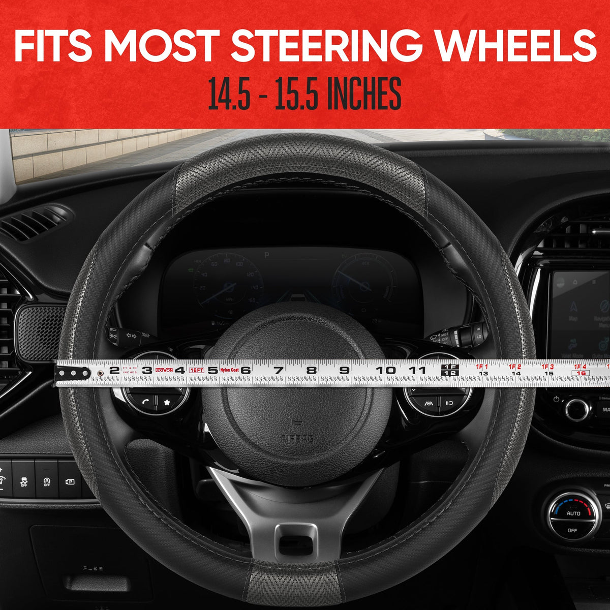 MotorTrend GripTech Perforated Pattern Sport Grip Steering Wheel Cover (Fits 14.5" - 15.5")