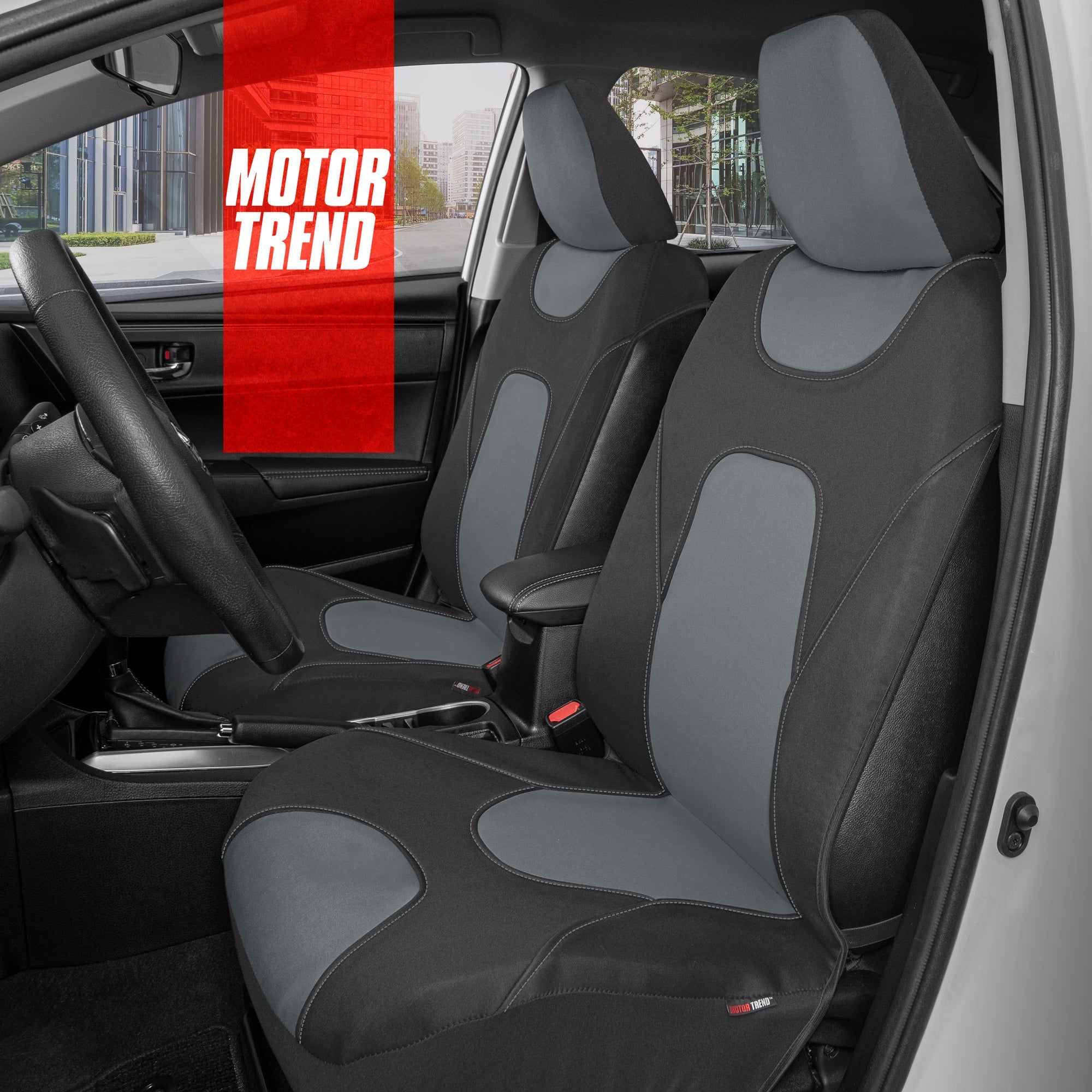 MotorTrend 2-Pack AquaShield Water-Proof Two-Tone Neoprene Front Seat Covers