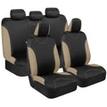 BDK 9-Piece UltraSleek Two-Tone Front Seat Covers and Rear Seat Covers - Black/Beige