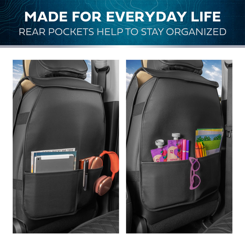 MotorBox 2-Pack Prestige Edition Premium Faux Leather Diamond Stitched Cushion Front Seat Covers