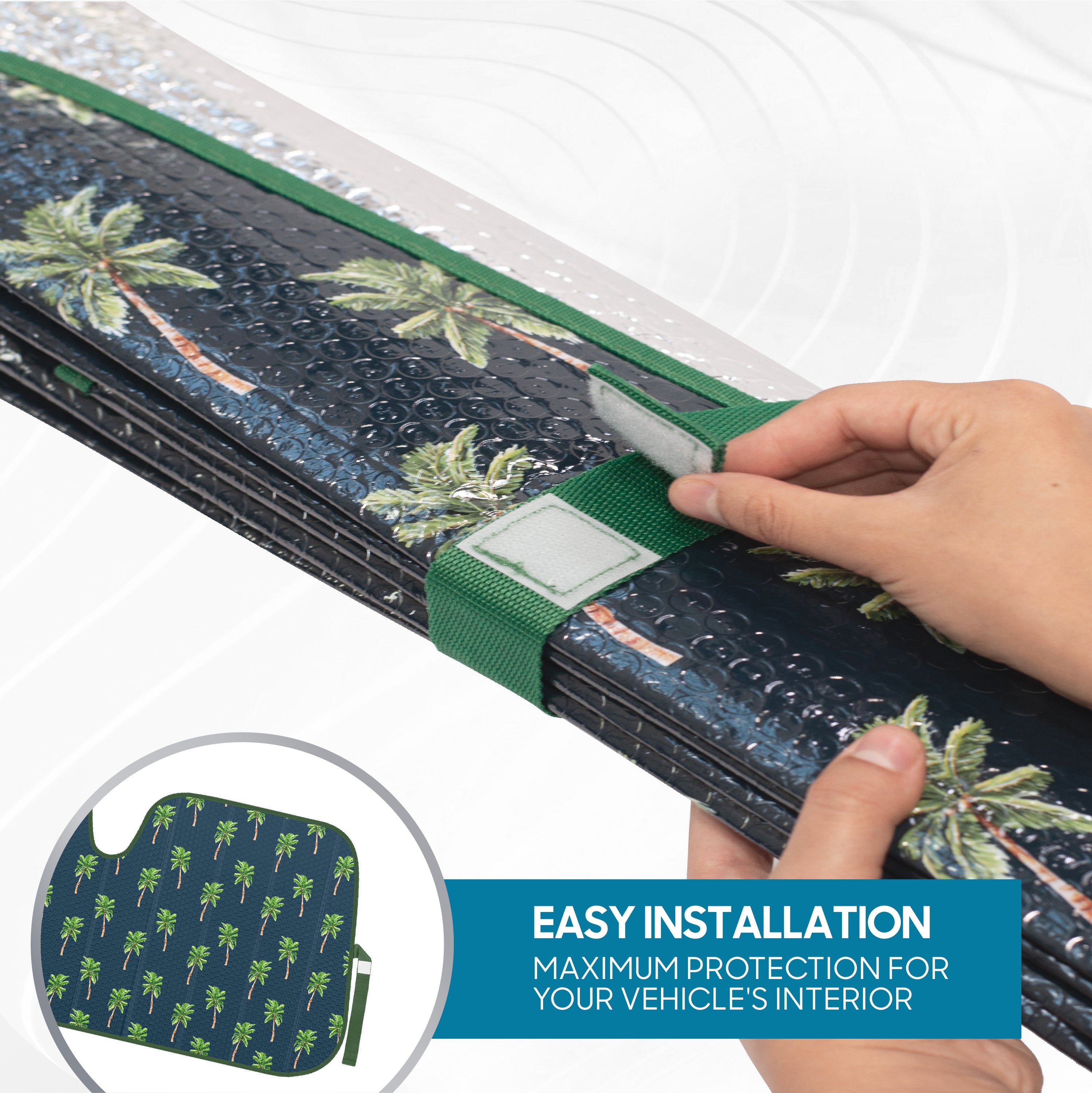 BDK Cali Palm Front Windshield Sunshade (57" x 27")