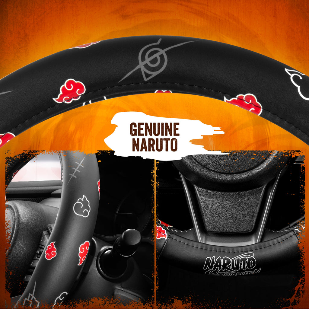 Naruto Shippuden Car Steering Wheel Cover, 15 Inch Anime Steering Wheel Cover, Cushioned Soft Comfortable Cover Anime Car Accessories for Men Women, Akatsuki