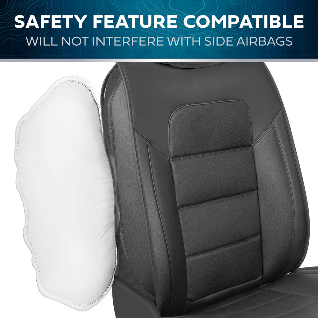 MotorBox 2-Pack Classic Edition Premium Faux Leather Perforated Cushion Front Seat Covers