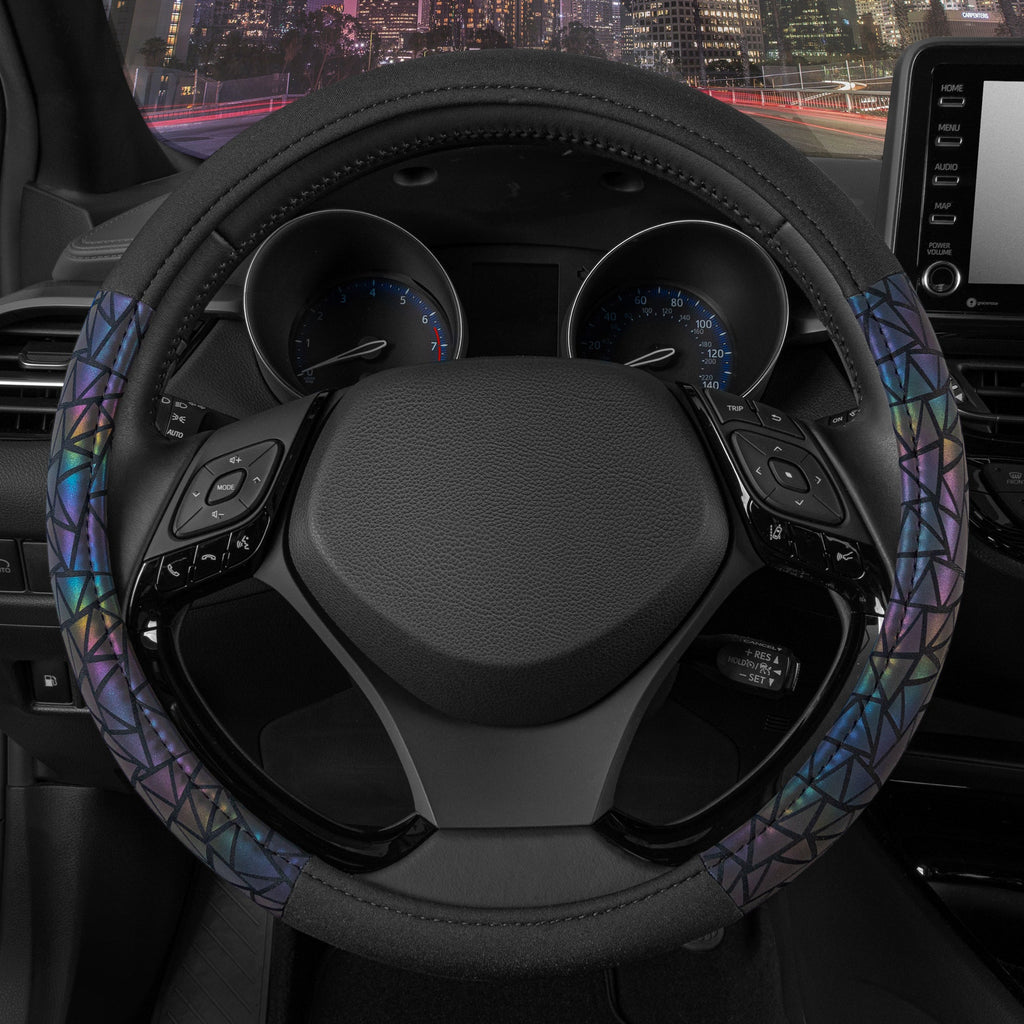 BDK Geometric Prism Sparkle Steering Wheel Cover (Fits 14.5" - 15.5")