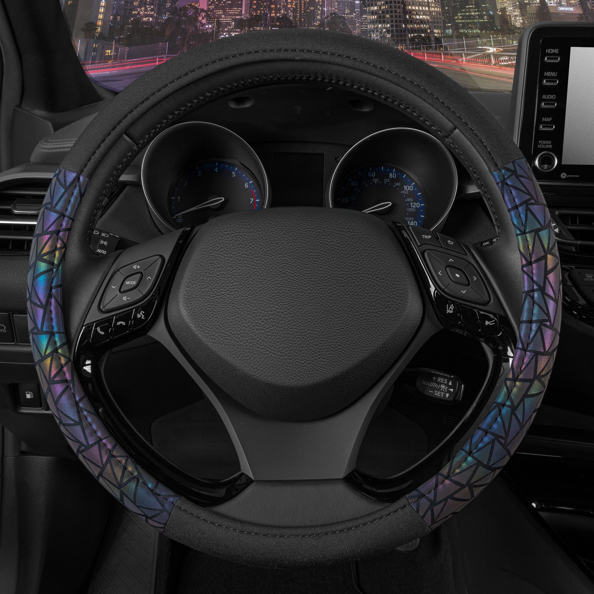 BDK Geometric Prism Sparkle Steering Wheel Cover (Fits 14.5" - 15.5")