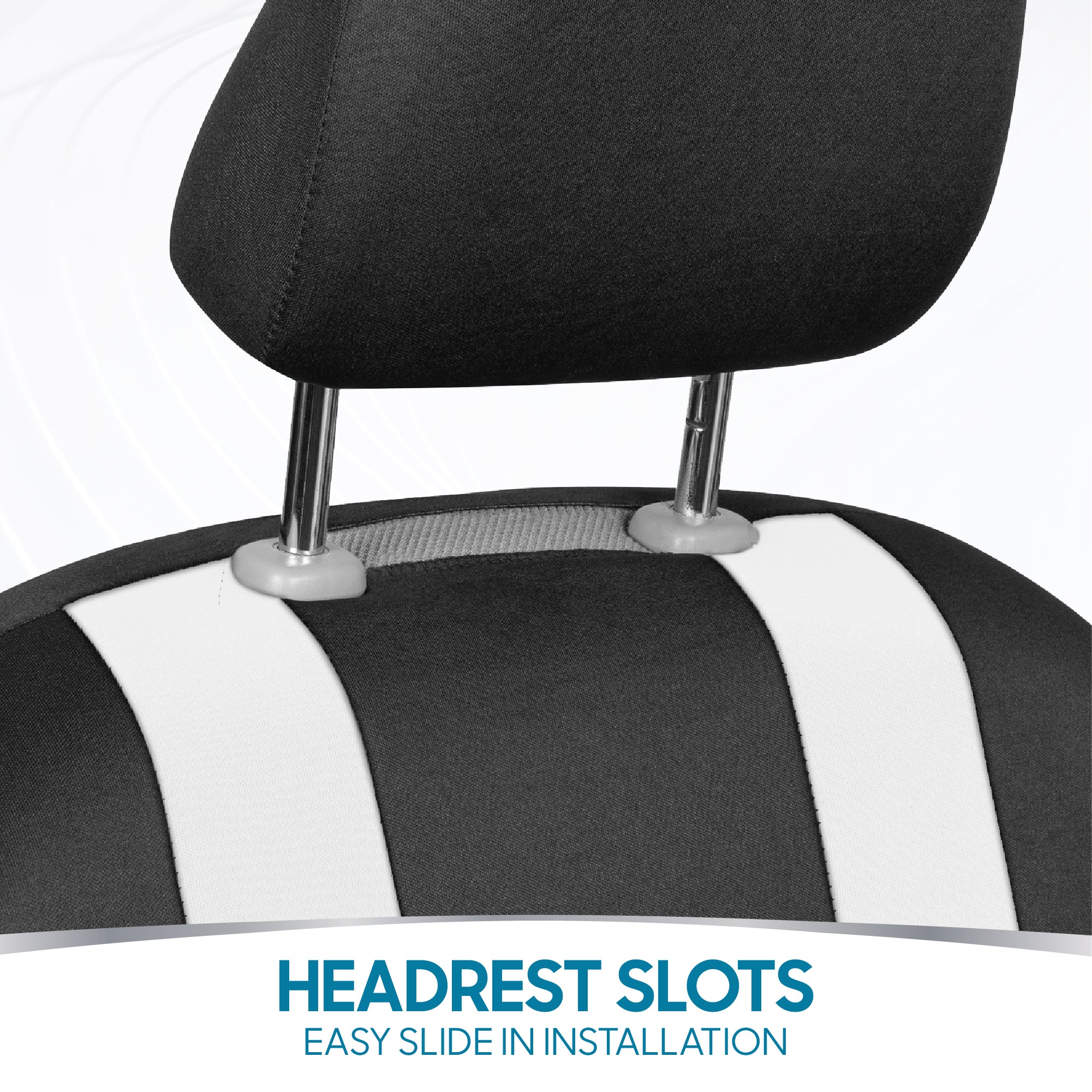 BDK 9-Piece Rome Sport Front Seat Covers and Rear Seat Covers - Black/White