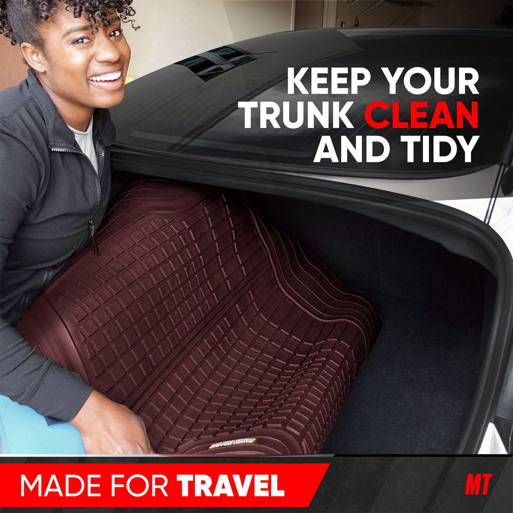 Motor Trend FlexTough Rear Cargo Mat - Heavy-Duty Trimmable Car Trunk Mat for Back of SUV, Universal Rear Cargo Liner for SUV, Flexible Trunk Liner, Automotive Floor Mats & Cargo Liners (Burgundy)
